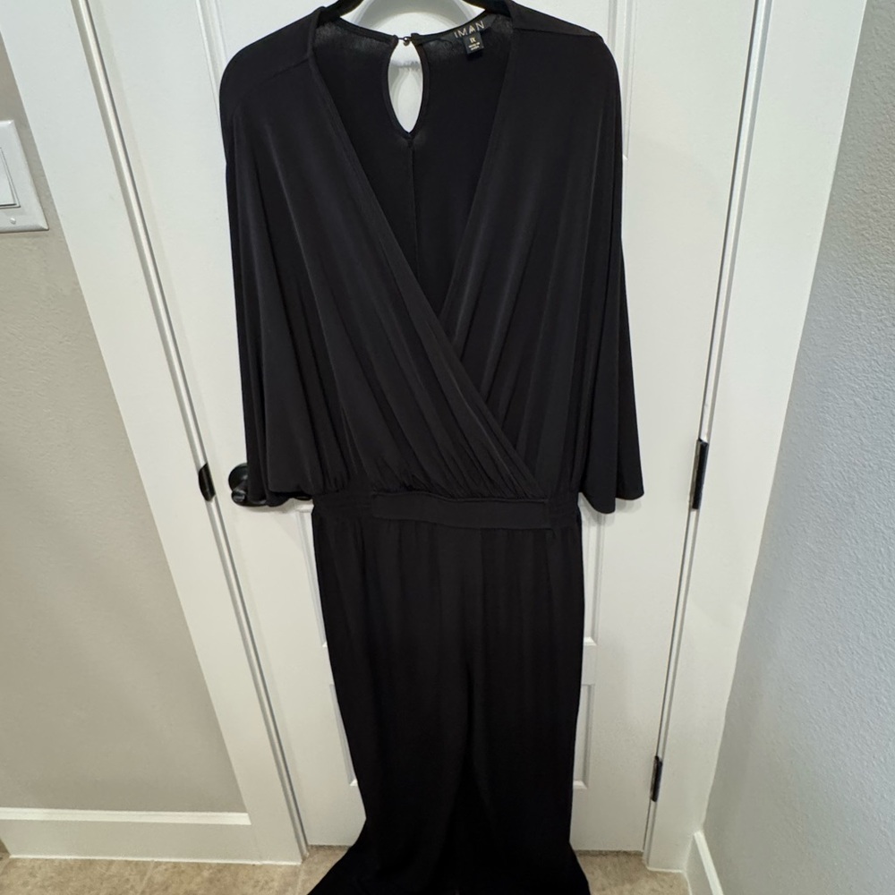 IMAN Black Flounce Sleeve Women's Jumpsuit